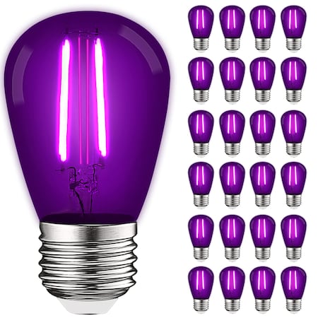 S14 LED Edison Purple Light Bulbs 0.5W Colored Bulb for String Lights E26 Base, 24PK